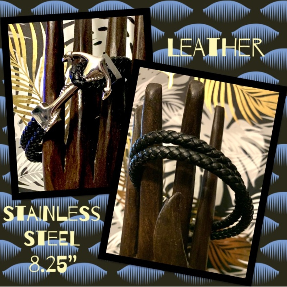 Leather & Stainless Steel Bracelet - Picture 2 of 3